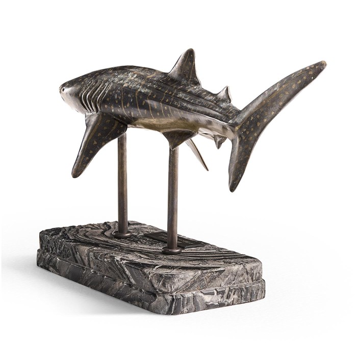 Whale Shark Bronze Statue with Marble Base