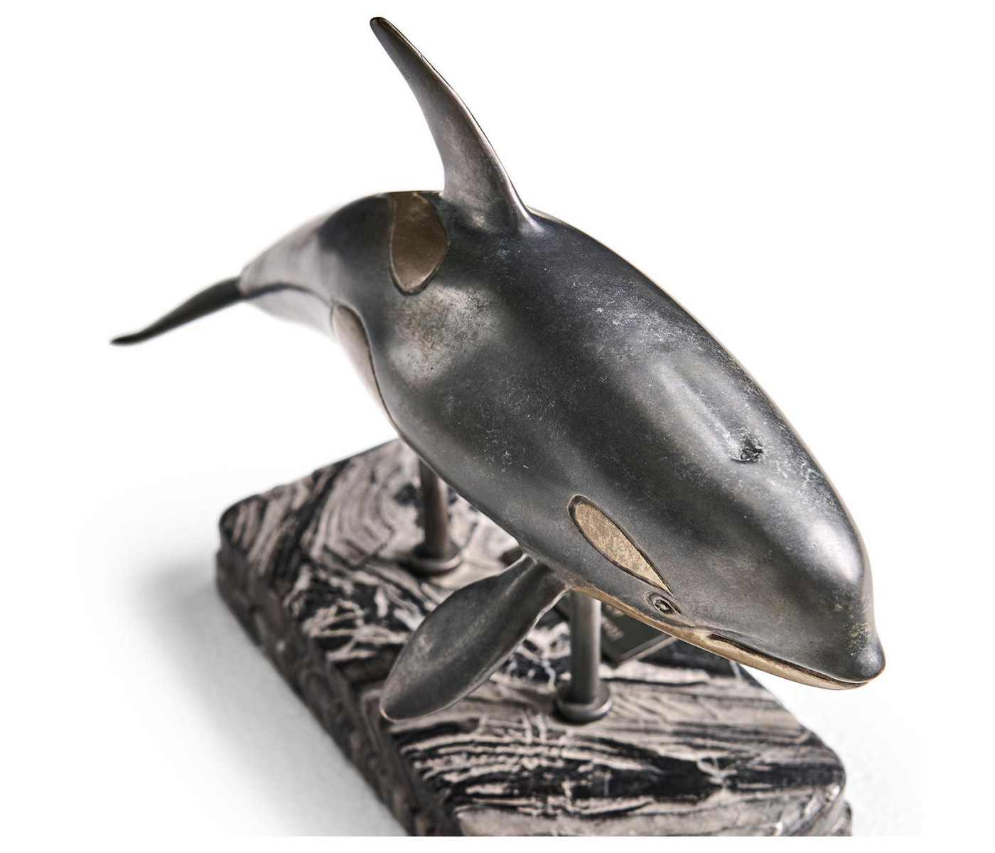 Killer Whale Bronze Statue with Marble Base