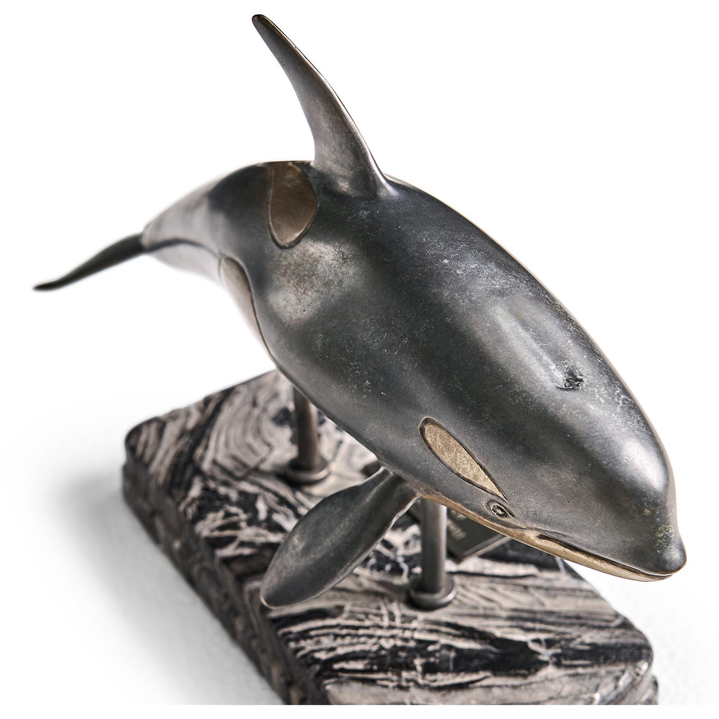 Killer Whale Bronze Statue with Marble Base