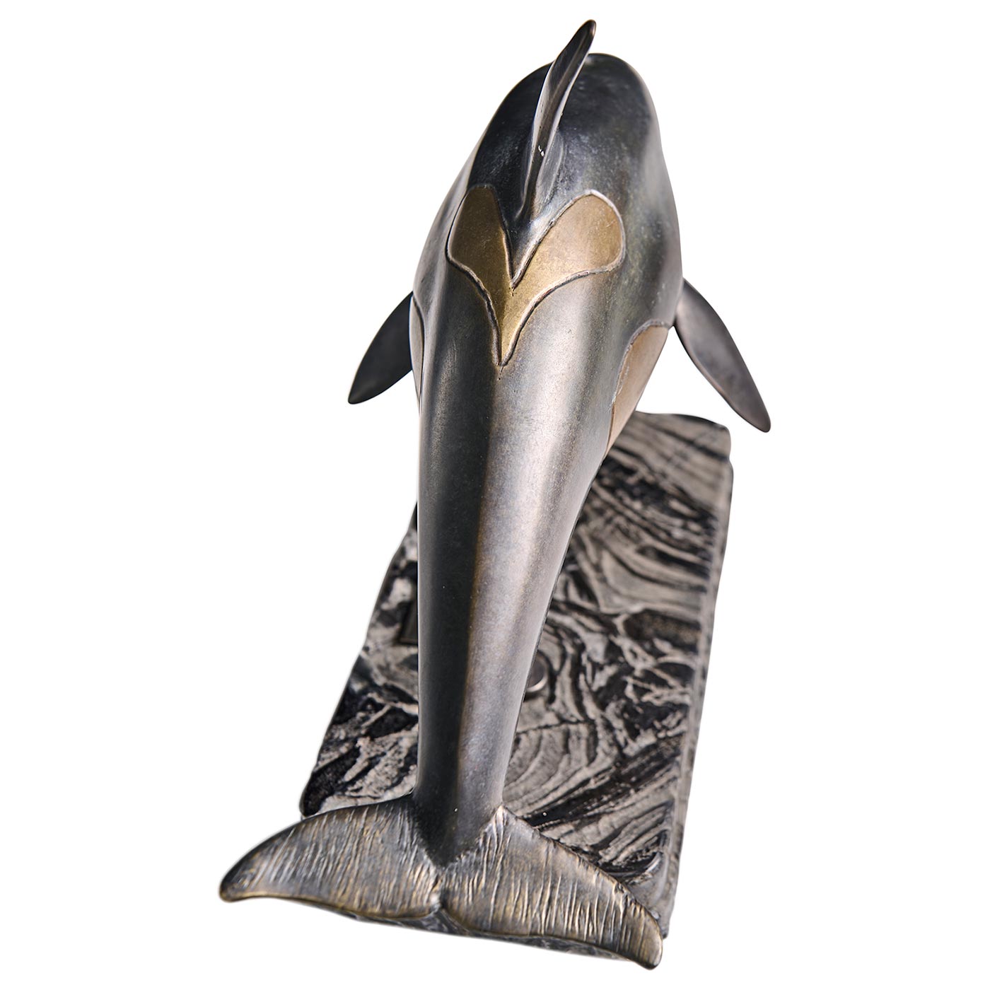 Killer Whale Bronze Statue with Marble Base
