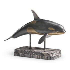 Killer Whale Bronze Statue with Marble Base