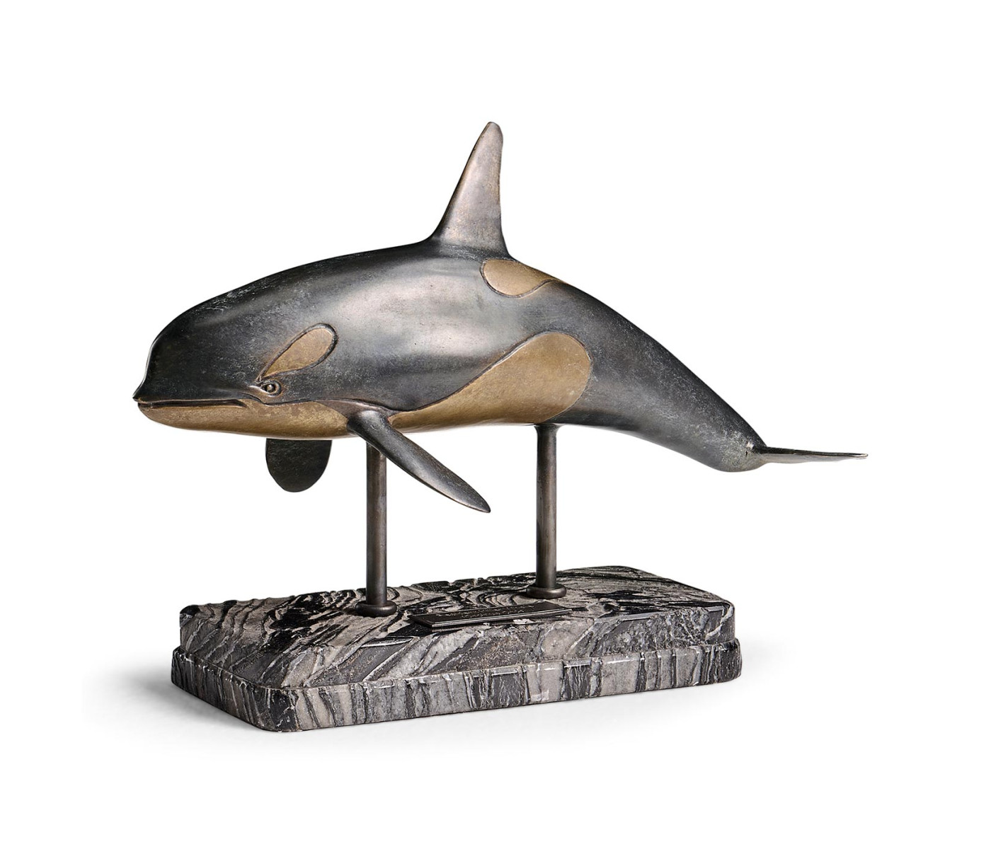 Killer Whale Bronze Statue with Marble Base
