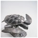 Sea Tortoise Bronze Statue with Marble Base