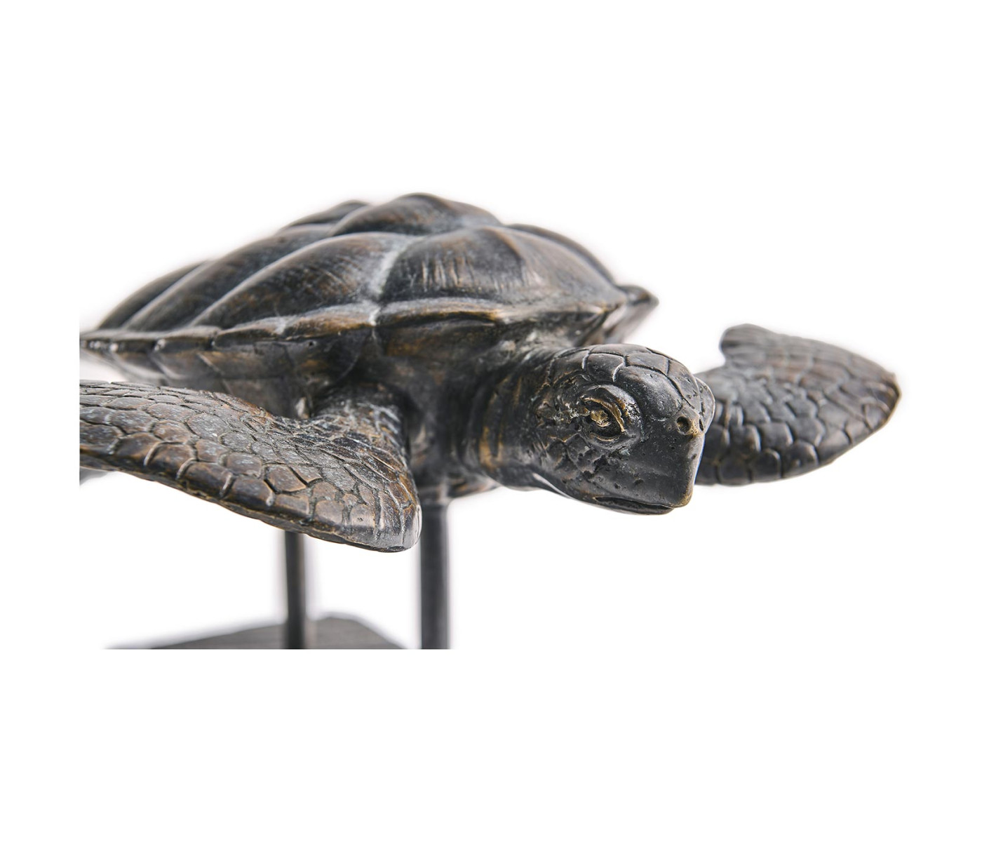 Sea Tortoise Bronze Statue with Marble Base