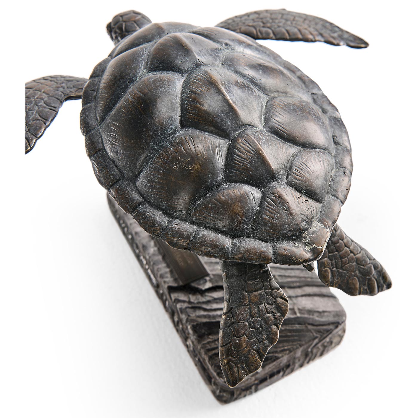 Sea Tortoise Bronze Statue with Marble Base