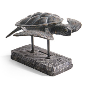 Sea Tortoise Bronze Statue with Marble Base