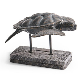 Sea Tortoise Bronze Statue with Marble Base