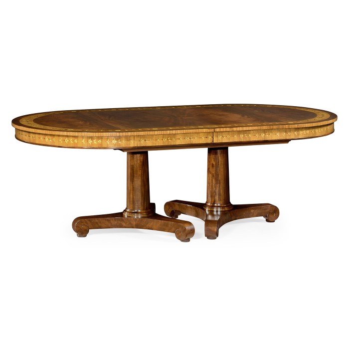 Mahogany Two Self Storing Leaves Biedermeier Style Dining Table 88