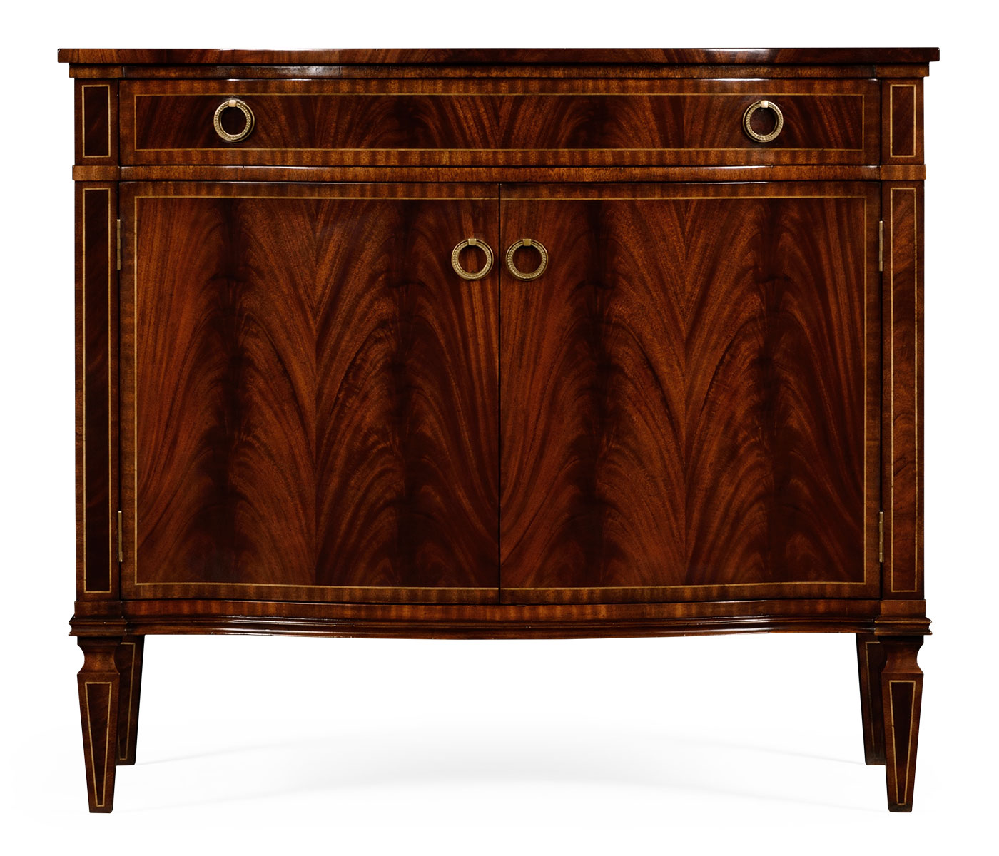 Bowfront mahogany side cabinet (high seen)