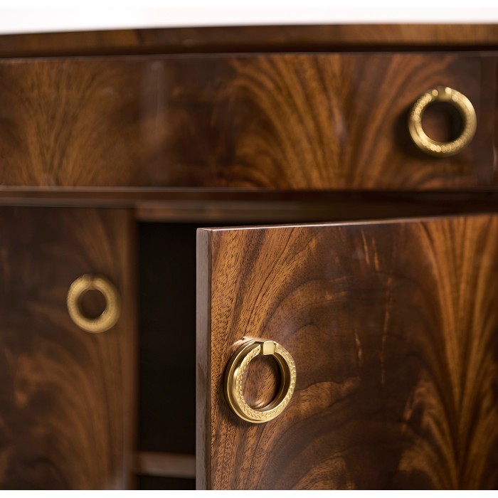 Serpentine antique brown mahogany sideboard with four doors