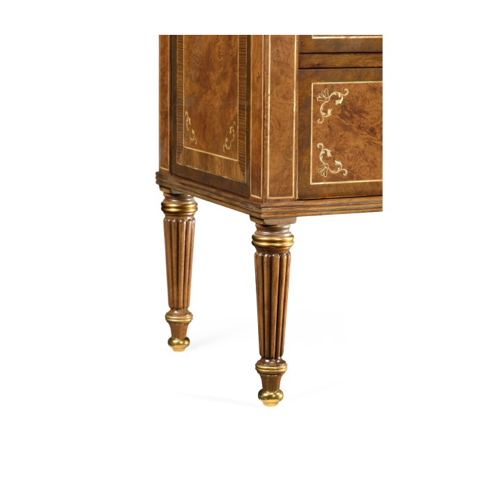 Tall Burl Walnut Bookcase on Chest