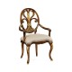 Sheraton Style Burl Walnut Oval Back Arm Chair