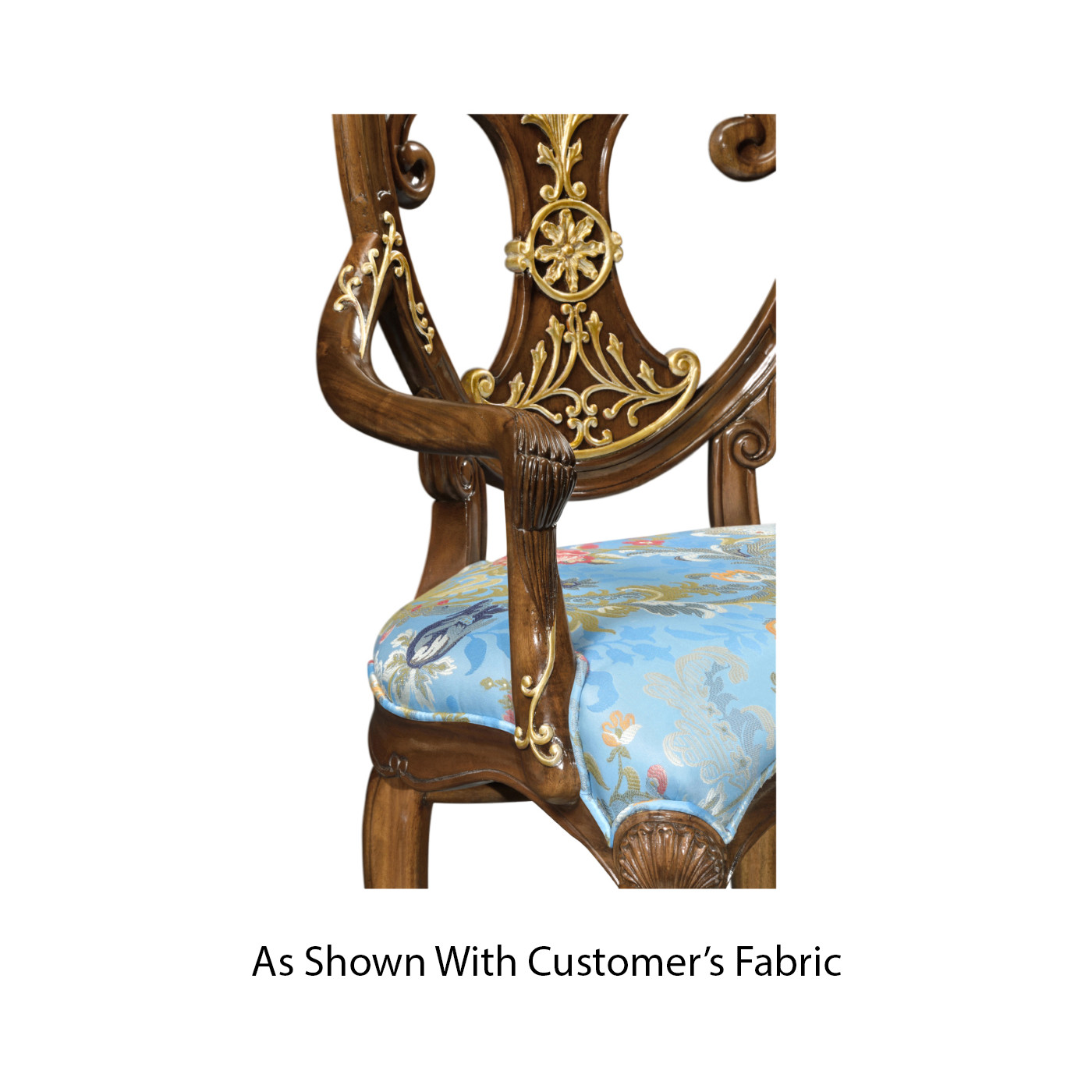 Sheraton Style Burl Walnut Oval Back Arm Chair