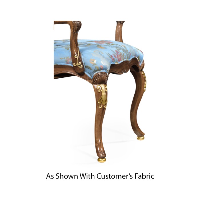 Sheraton Style Burl Walnut Oval Back Arm Chair