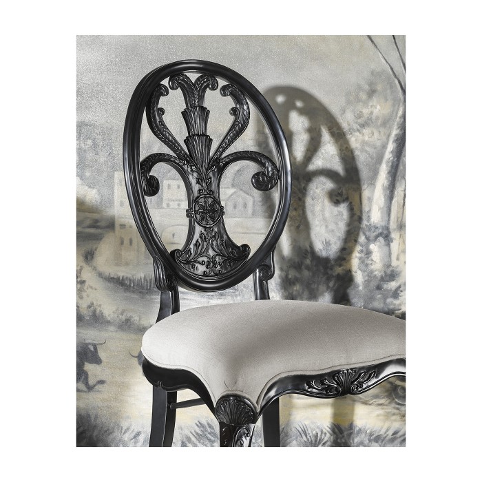 Sheraton Style Burl Walnut Oval Back Side Chair