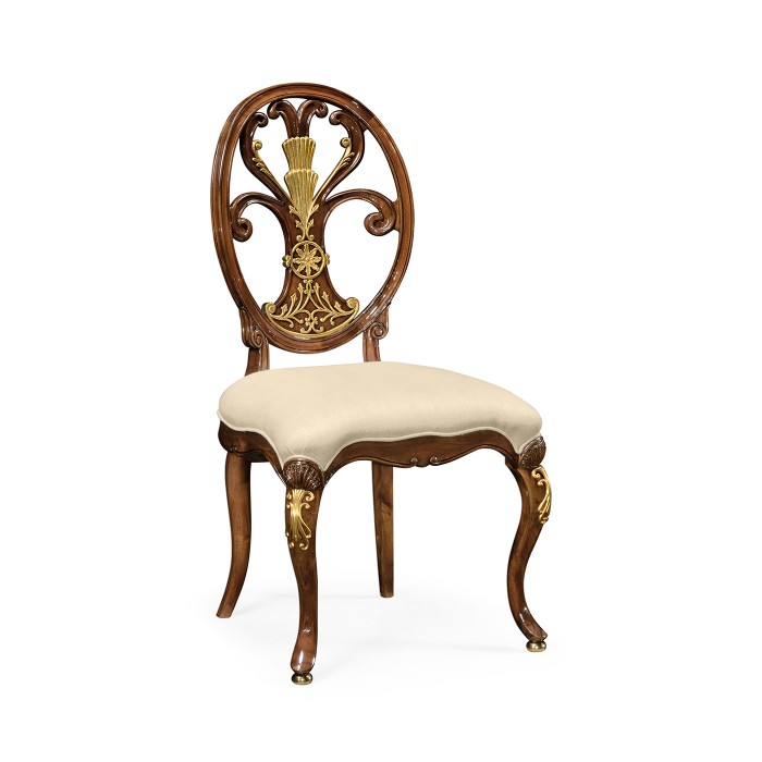 Sheraton Style Burl Walnut Oval Back Side Chair