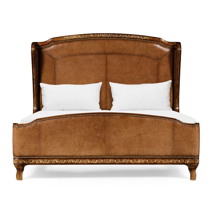 Louis XV Style Burl Walnut Cali King Bed