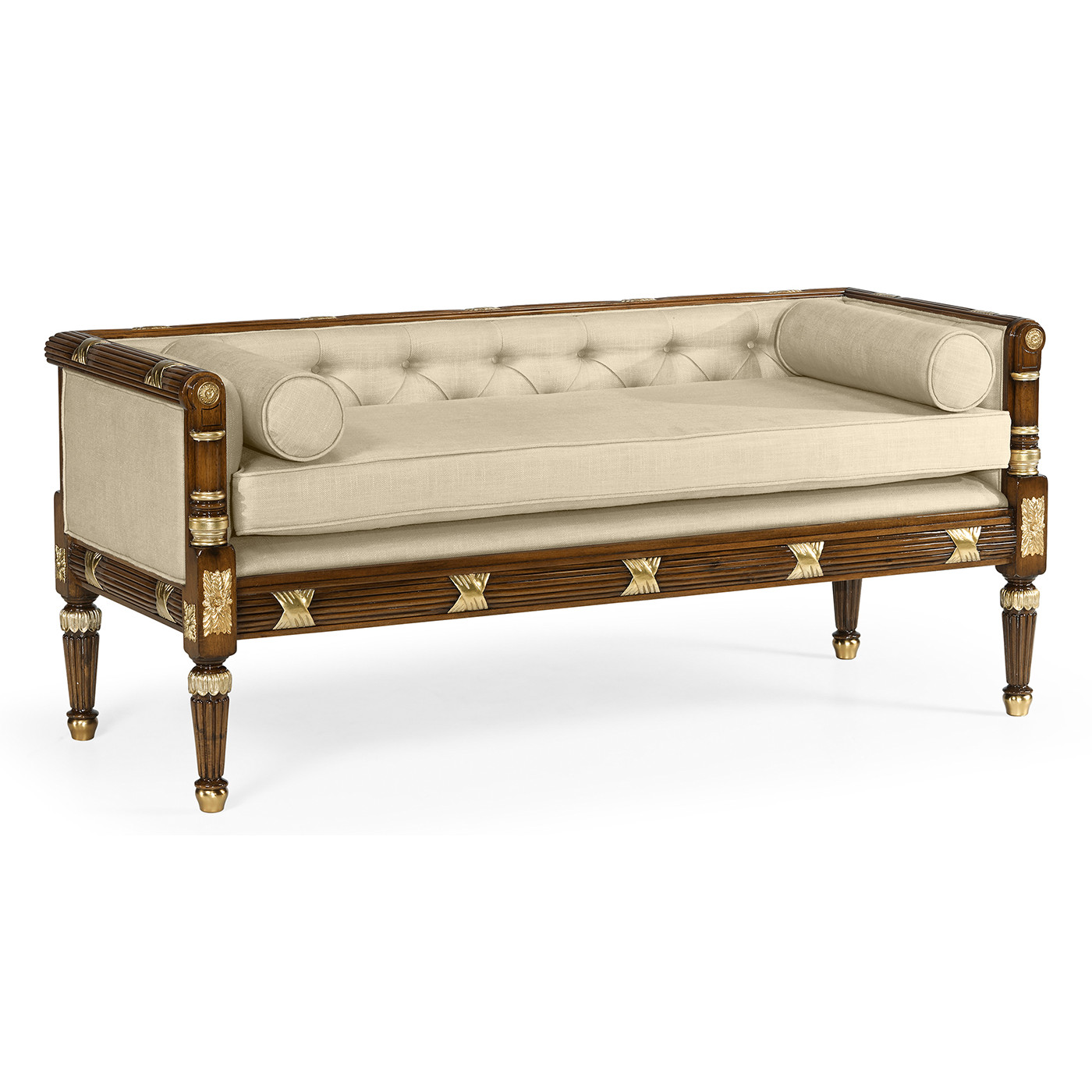 Regency Style Walnut Upholstered Settee