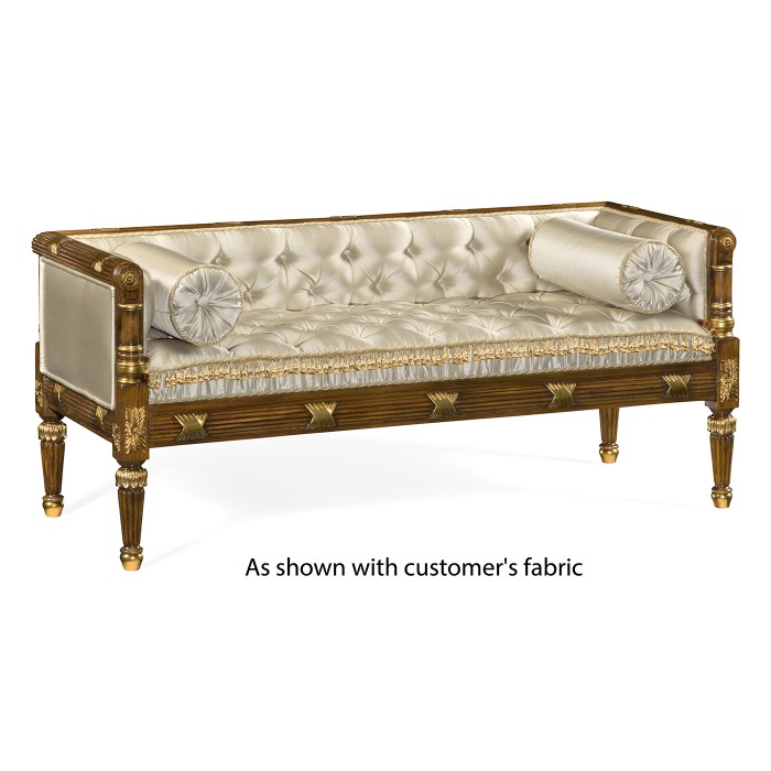 Regency Style Walnut Upholstered Settee