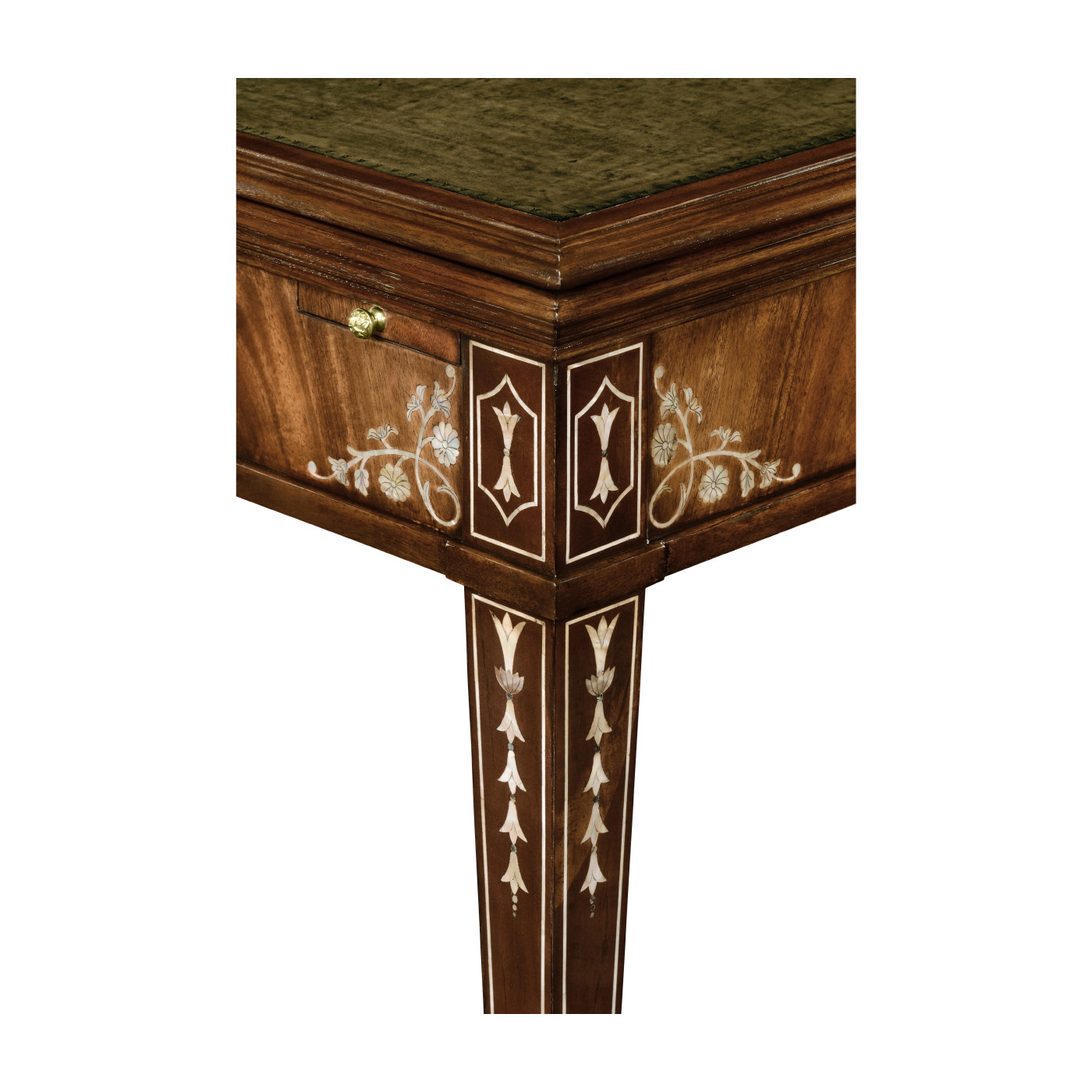 Mahogany square games table with mother of pearl inlay