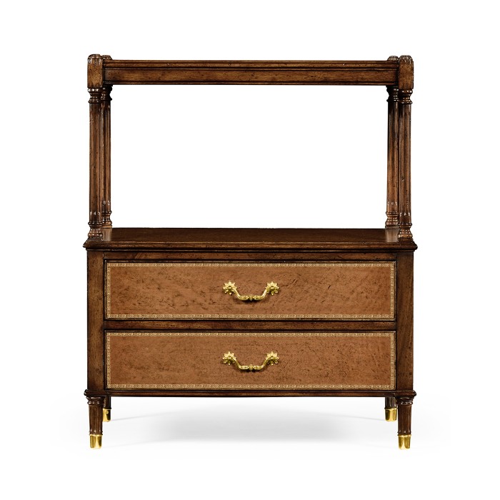 Mahogany and leather inlaid side table with drawers
