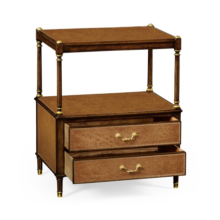 Mahogany and leather inlaid side table with drawers