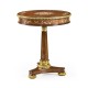 Burl & mother of pearl inlaid round side table