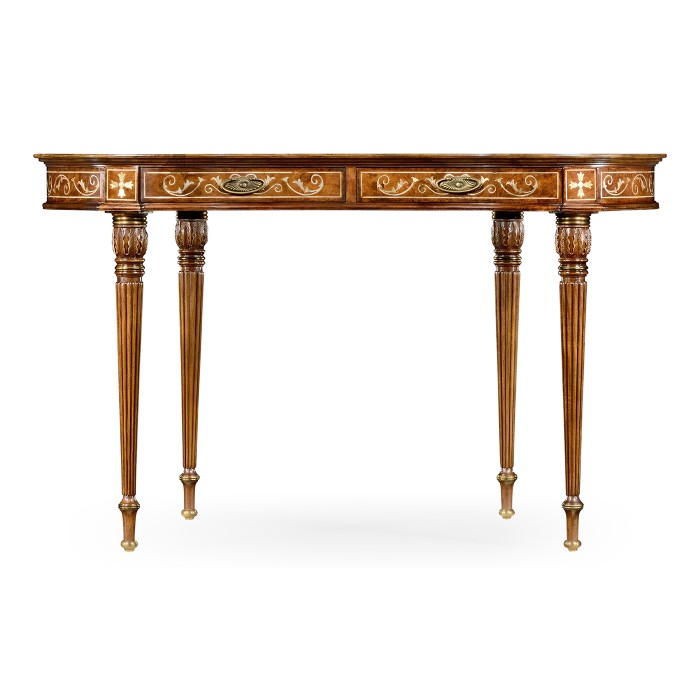 Burl & mother of pearl kidney shaped desk
