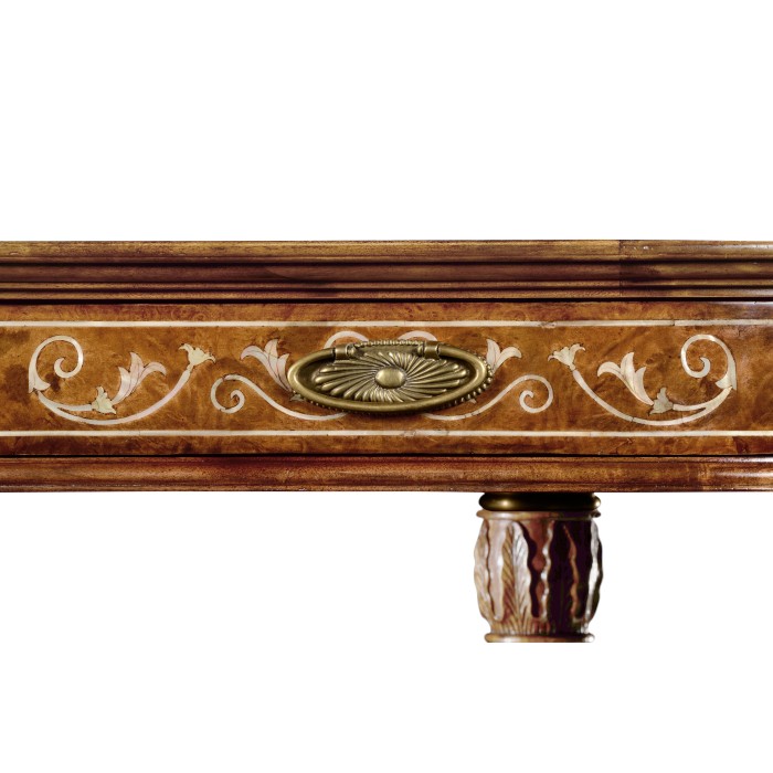 Burl & mother of pearl kidney shaped desk