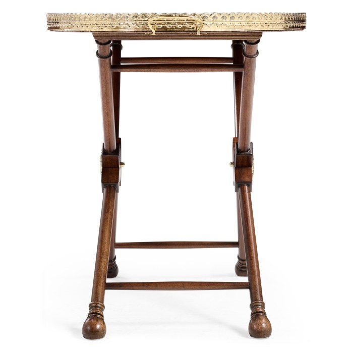 Oval Mahogany Tray on Stand with Brass Border
