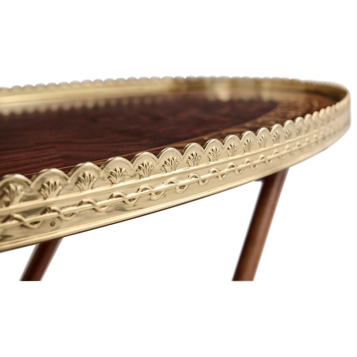 Oval Mahogany Tray on Stand with Brass Border