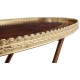 Oval Mahogany Tray on Stand with Brass Border