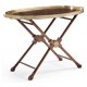 Oval Mahogany Tray on Stand with Brass Border