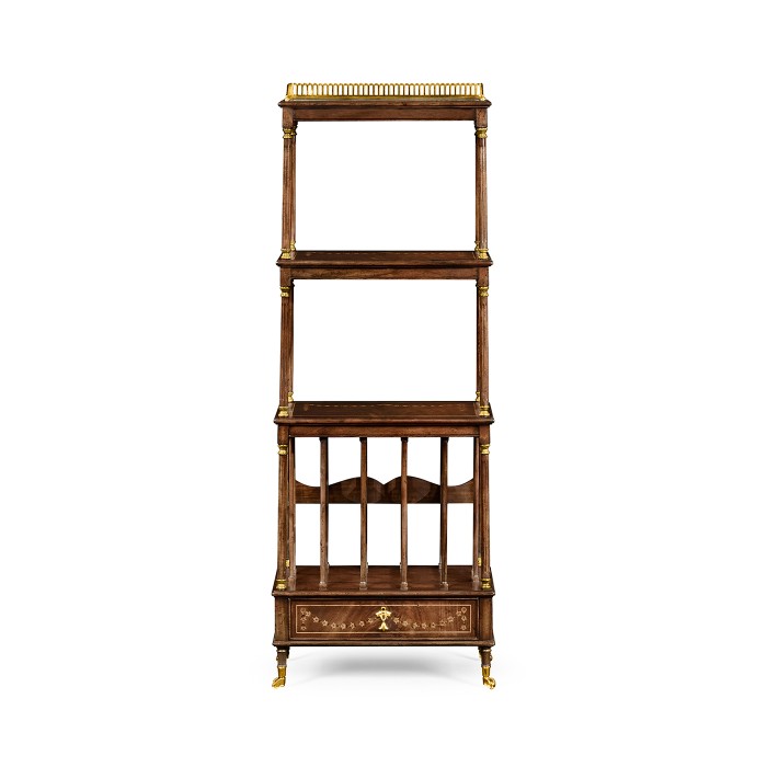 Mahogany Three-Tier Shelf with Canterbury