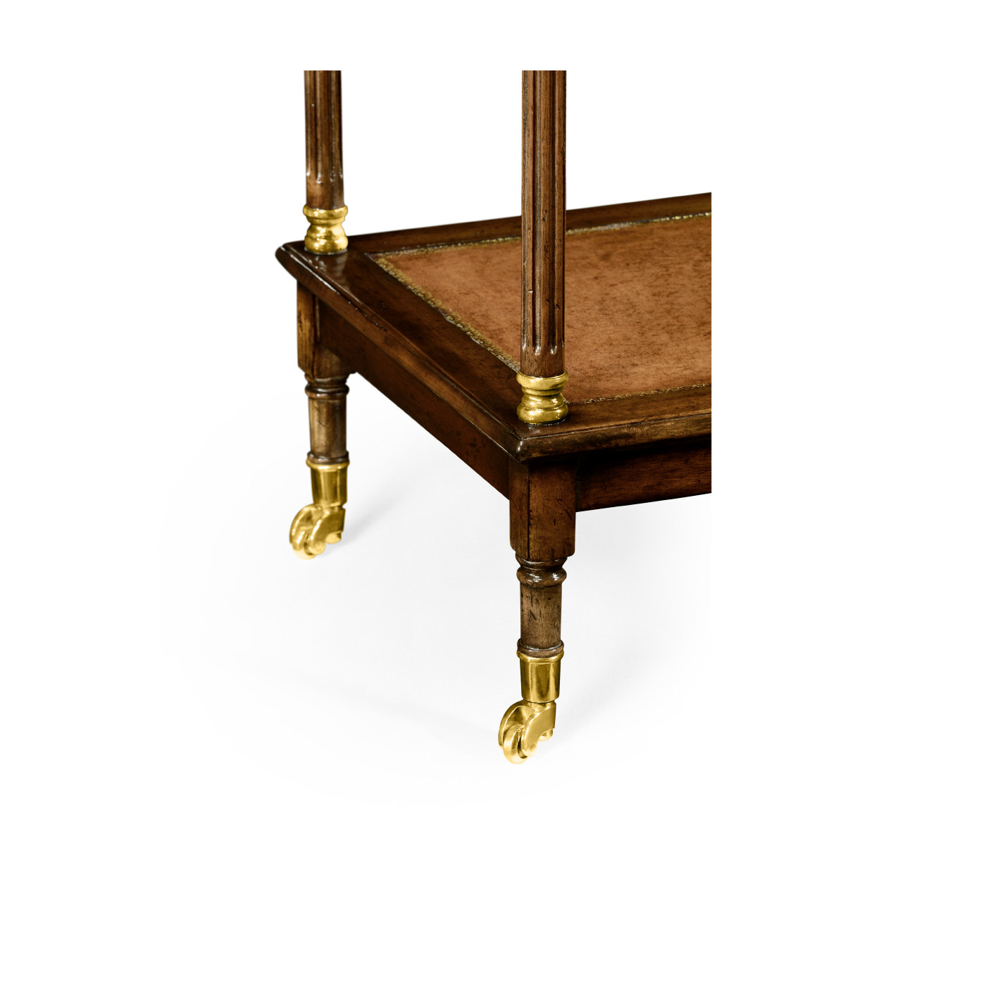 Mahogany four-tier étagère with leather inserts