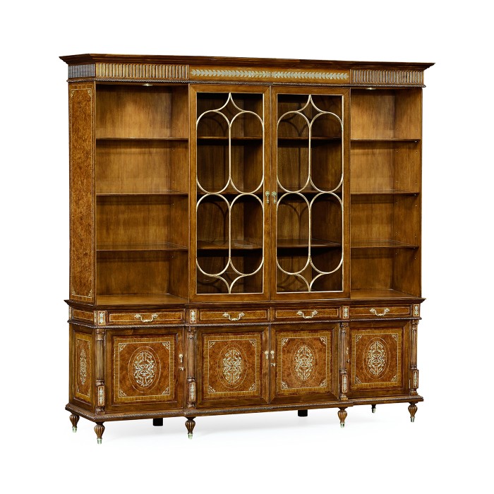 Large Burl & Mother of Pearl Glazed Bookcase