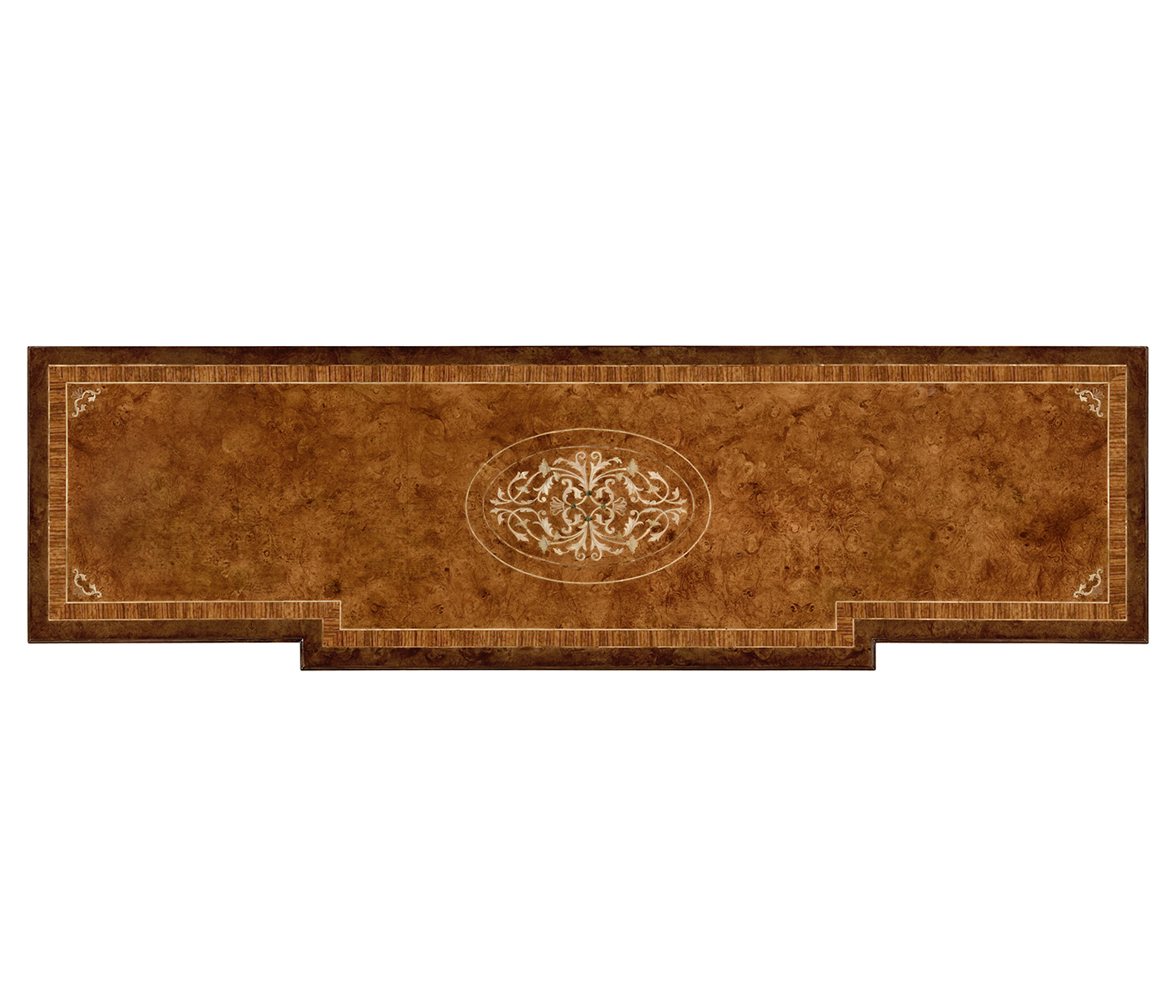 Burl & mother of pearl glazed display/entertainment cabinet