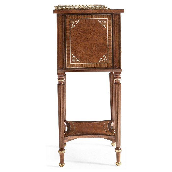 Pair of Burl & Mother of Pearl Bedside Cabinets with Undertier