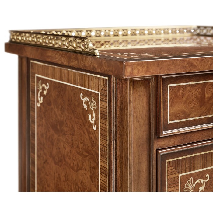 Pair of Burl & Mother of Pearl Bedside Cabinets with Undertier