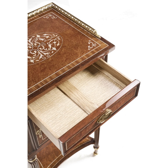 Pair of Burl & Mother of Pearl Bedside Cabinets with Undertier