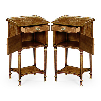 Pair of Burl & Mother of Pearl Bedside Cabinets with Undertier