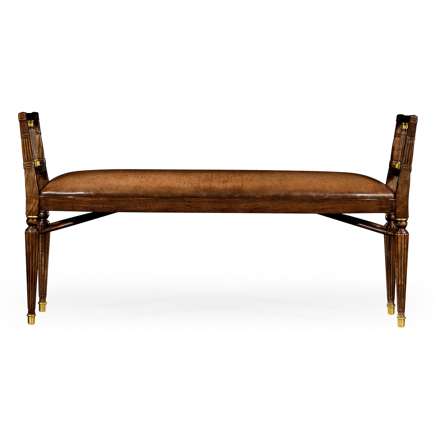 Mahogany Window bench with leather upholstery
