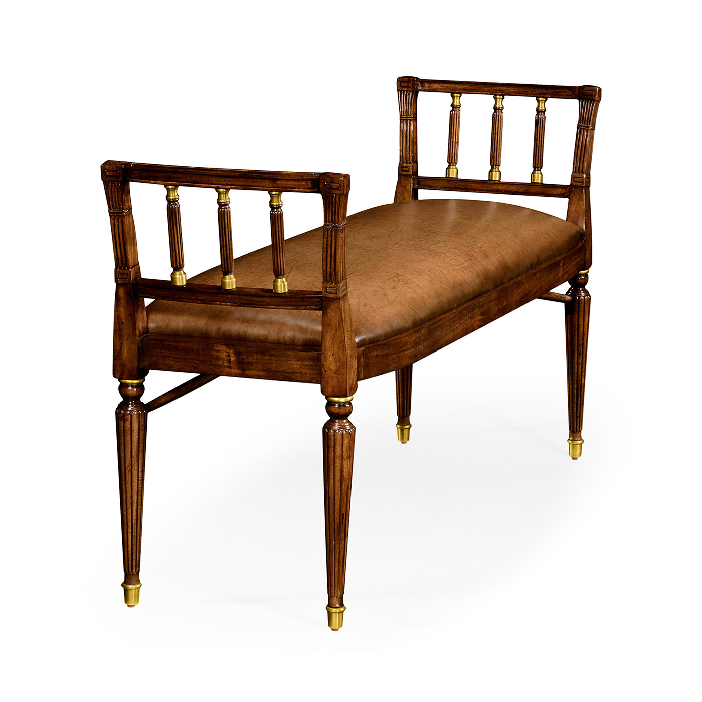 Mahogany Window bench with leather upholstery
