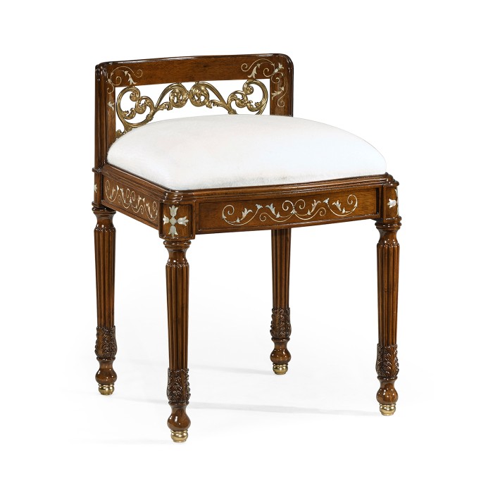 Burl & Mother of Pearl Dressing Stool