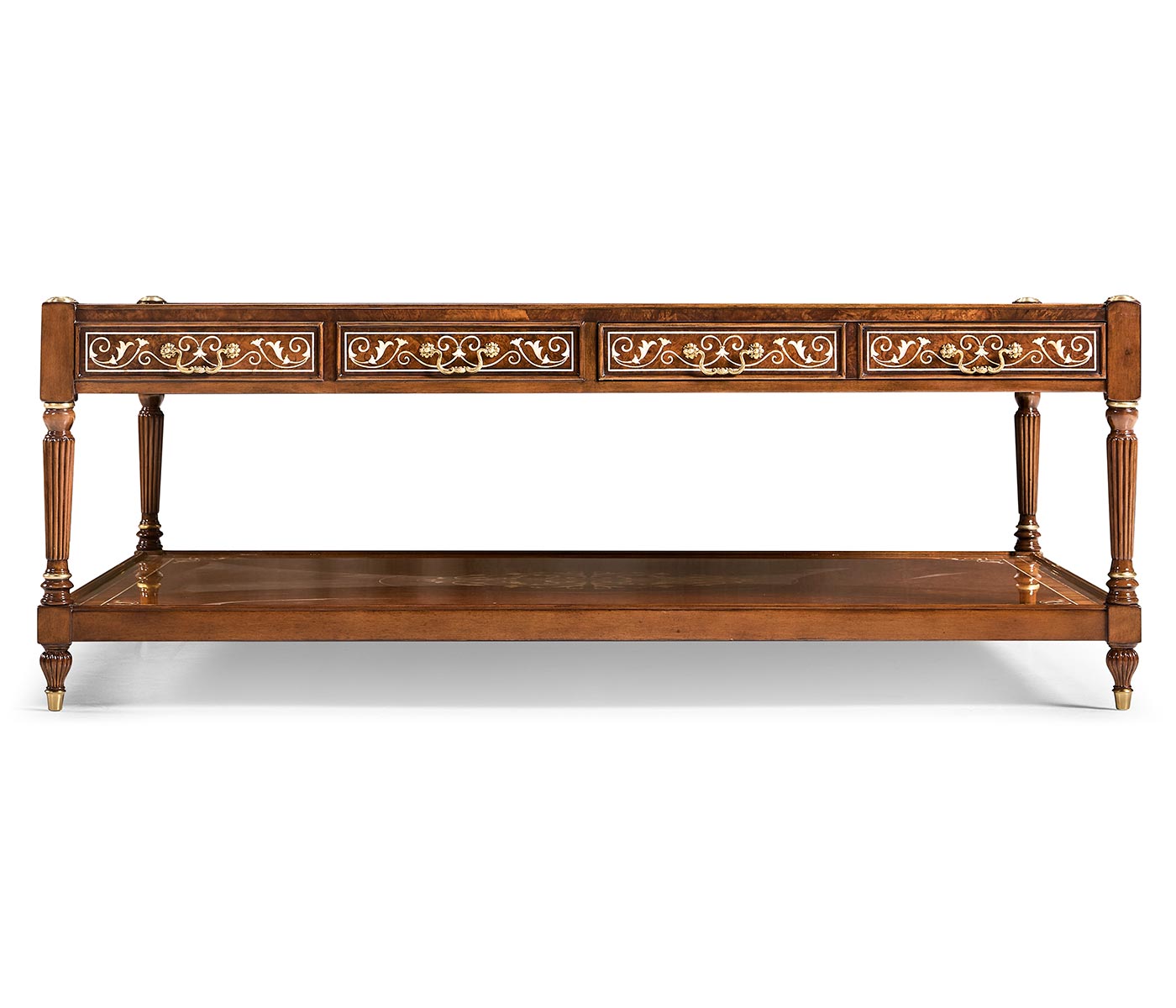 Burl & Mother of Pearl Inlaid Rectangular Coffee Table