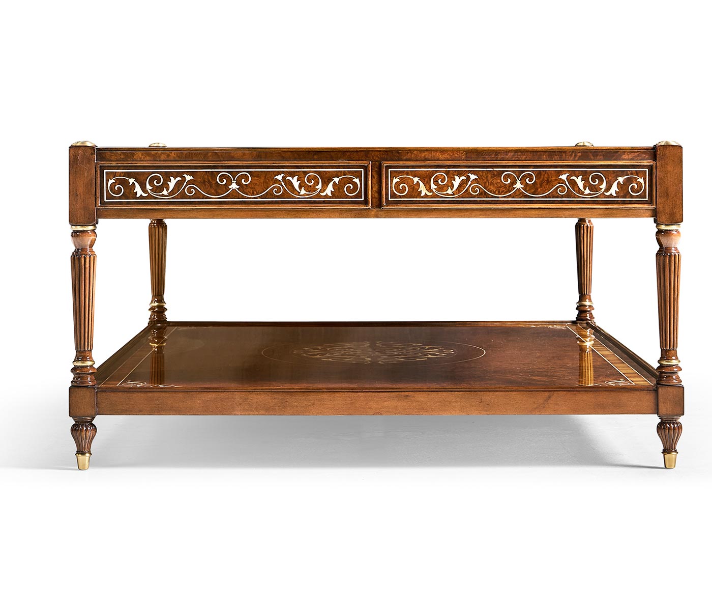 Burl & Mother of Pearl Inlaid Rectangular Coffee Table