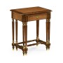 Mahogany & Leather Inlaid Nest of Tables with Drawer