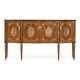 Burl and mother of pearl inlaid serpentine sideboard