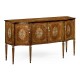 Burl and mother of pearl inlaid serpentine sideboard