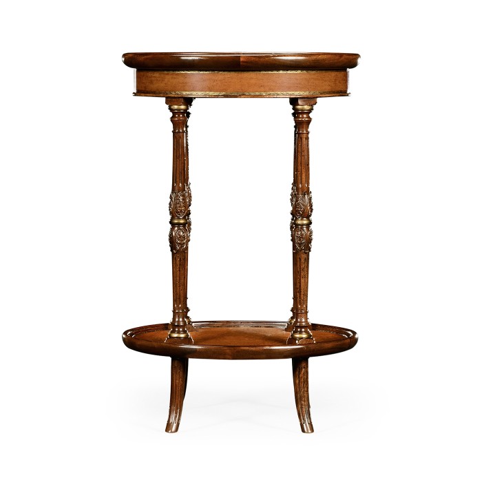 Mahogany and leather inlaid oval lamp table